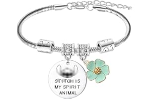NIMTEVE Cute St**ch Gift St**ch Charm Bracelet Jewellery Bracelets Gifts for Daughter, Son, Niece, Nephew, Girls, Boys, Best Friends Birthday Christmas Gifts St**ch is My Spirit Animal Charms Bracelet