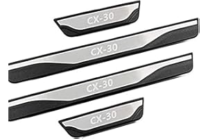 EVER TA 4 Pezzi Battitacco Auto per Maz-da CX-30 CX30 2017-2022, Inossidabile Antiscivolo AntiGraffio Soglia della Porta calciere Protezioni del Pedale dello Car Styling Accessorio