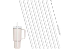 TERPINK 8 Pack Replacement Straws Compatible with Stanley 40/30 oz Cup Tumbler, Reusable Plastic Straws with Cleaning Brush, Compatible with Stanley Adventure Travel Tumbler Accessories（12.5inch Long）