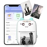 Mini Cep Yazıcı Taşınabilir Bluetooth Kablosuz Şarjlı 6 Rulo 3 Kalem Seti Hediye Mavi Yazıcı