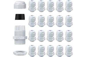 Ezydka Pressacavo 20 Pezzi Connettori Pressacavi Impermeabili, M20 Regolabile Passacavo Impermeabile IP68, Bianca Connettori Pressacavi per Esterno, Giardino, Scatola di Derivazione