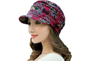 BeerMmay Casquette à Bord Court plissé Floral, Chapeaux d'hiver pour Femmes