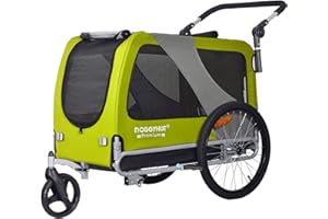 DOGGYHUT® Premium XL 2 in 1 Hundefahrradanhänger & Jogger 23-45 kg Fahrradanhänger für Hunde Hundeanhänger für Fahrrad Jogger 80106 (GRÜN Lemon)