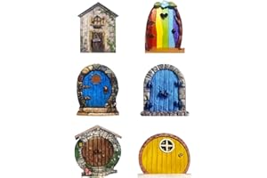Cricia Akcesoria do drzwi do ogrodu wróżki, 6 szt. mini drzwi wróżki do drzewa, miniaturowa dekoracja drzwi do domu GNOME, miniaturowy ogród wróżki akcesoria do dekoracji zewnętrznych