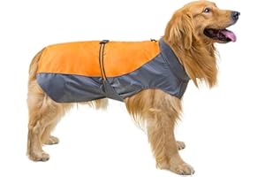 FORLUZ Dog Raincoat Jacket, Dog Raincoat Waterproof Large Dog Clothe Labrador Golden Retriever Rain Coat Reflective French-Bulldog Jacket Pet Poncho (Color : Orange, Size : 9XL)
