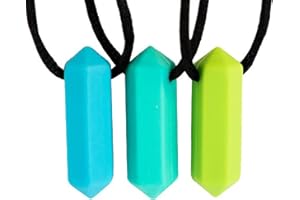 Tilcare Chew Chew Sensory Necklace – Best for Kids or Adults That Like Biting or Have Autism – Perfectly Textured Silicone Chewy Toys - Chewing Pendant for Boys & Girls - Chew Necklaces