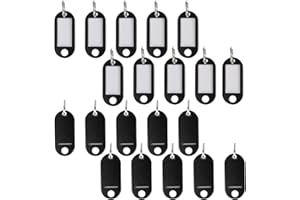 GGISUI 20 Stück Schlüsselschilder 5x2,2x0,3cm Schlüsselanhänger zum Beschriften Schwarz Schlüsselanhänger Beschriftbar Wiederverwendbar Eignet Sich zum Sortieren von Haushaltsgegenständen Hotels