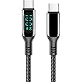 MINSLIS USB C Cable, DC01 LED Display 100W/5A PD Fast Charging USB C to USB C Cable, Nylon Braided Type-C Cord for iPhone 16 Pro/16 Pro Max, iPad Pro/Air, MacBook Pro, Samsung S23, Huawei P60, etc-1M