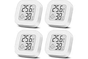 RENIFAN Room Thermometer Hygrometer Indoor, Mini Digital Temperature Humidity Meter Gauge for Garden, Home, Office, Greenhouse, Humidor, Basement, Baby Room, Nursery, Comfort Level Indicator (4PCS)
