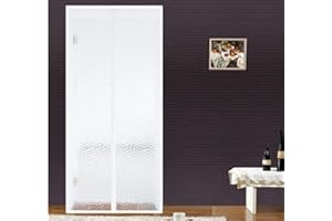 Liveinu Cortina Térmica Magnética Con Aislante Térmico Para Puerta De Aire Acondicionado o Cocina, Cortina Mosquitera Magnética Para Puertas de Verano e Invierno 80x200cm Blanco