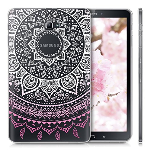 kwmobile Hülle für Samsung Galaxy Tab A 10.1 (2016) T580N / T585N – Case Handy Schutzhülle TPU Silikon für Tablet – Backcover Cover klar Rosa Weiß Transparent - 5