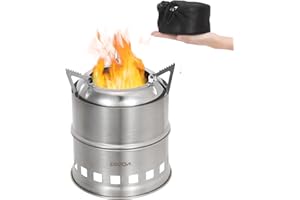 Lixada Portable réchaud camping alcool bois Poêle en acier inoxydable Cuisine Grill pour la randonnée, le pique-nique, le camping