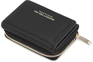 ANYWN Portafogli donna piccolo, Borsellino piccolo con grande capacità, Elegante Portafoglio donna con grande tasca portamonete 33-Nero