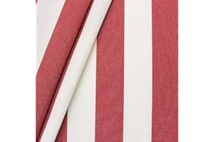 STOFFKONTOR Outdoor Stoff Markisenstoff mit Streifen - Rot-Weiß - Outdoorstoff Meterware wasserabweisend - Sonnenschutz Stoff blickdicht und farbecht
