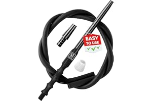 Hookah Black Hose with Hookah Adapter & Mouthpiece - Cleanable Silicone Hooka Hose Black (152 cm) and Convenient Aluminum-Made Mouthpiece (38 cm) Modern Hookahs & Accessories and Hookah Hoses