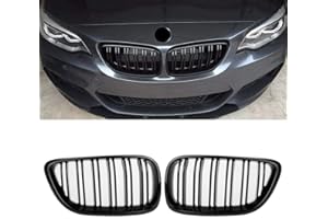 BESIDE_AUTO Calandre de haricot à double lamelles pour capot avant compatible avec les modèles 12-17 F22/F23 Série 2 F87 M2 Noir brillant