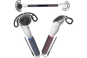 Eyglo Adaptateur de Manette pour Quest 3 avec Anneau de Protection,Poignée VR Beat Saber/Gorilla Tag,Poignée d'Extension pour Quest 3,Accessoires pour Quest 3,Confort de Prise en Main