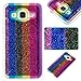Produktbild Ooboom® Samsung Galaxy Core Prime Hülle TPU Silikon Bumper Schutzhülle Handy Tasche Regenbogen Muster Case Cover mit Flüssigkeit Funkeln Glänzend Bling Glitter - Vertikale Streifen