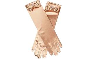 L-PEACH L-brzoskwinia dziewczęce długie satynowe rękawiczki ślubne satynowe akcesoria do sukni na Halloween, karnawał, cosplay, 3-15 lat