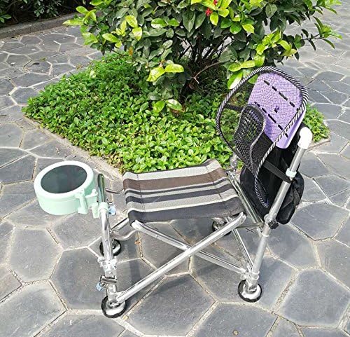 SZ5CGJMY ® Multifunction all in 1 stainless steel Portable Foldable Reclining Leg Adjustable fishing tools fishing chair stool with backbag Hanging bag Bait box Massage backrest camping outside (black stripe)