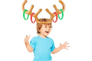 CHLDYCST Christmas Party Toss Game-Inflatable Reindeer Antler Ring Toss Game with Rings for Family Kids Adults,Family Christmas Party Games.