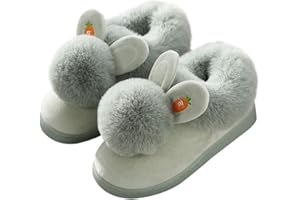 ANBI Girls Winter Slippers Ladies Cute Bunny Plush Slippers Women Rabbit Warm Ankle House Shoes