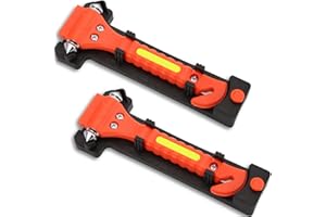 SINSEN Car Safety Hammer Set of 2 Emergency Escape Tool Auto Car Window Glass Hammer Breaker and Seat Belt Cutter Escape 2-in-1 for Family Rescue & Auto Emergency Escape Tools