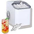 DORAIMI123Ice Maker, 12Kgs 26°C Ice Capacity Daily, 1.3L Water Tank Storage, Bullet Ice Cube Shape, Water Shortage Indicator,Infrared Sensor, LED Display, Low Noise & with Ice Scoop (White)