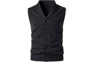 Harbrosrce Gilet da Uomo Collo a Scialle Maglione Classico Maglia Cardigan Senza Maniche Maglieria con Bottone