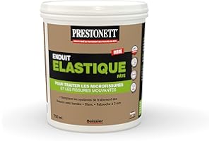 PRESTONETT ELASTIQUE - POT de 750 ML - Prêt à l'Emploi - Enduit Élastique Fibré de Traitement Des Fissures - Blanc - Intérieur/Extérieur -Traitement de Microfissures et Fissures Mouvantes - BEISSIER