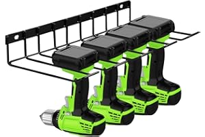 ALEEIK Werkzeugspeicher Werkzeug Speicher Aufbewahrung für 4 Elektrowerkzeug Schraubendreher Organisation Werkzeugregal Wandhalterung Bohrhalter für Garage Werkstatt
