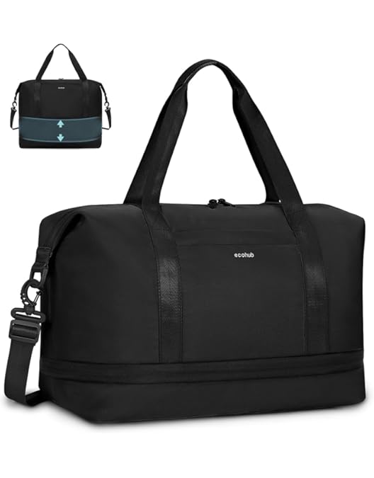LOVEVOOK Ryanair Handbagage, uitbreidbare handbagagetas voor vliegtuig, opvouwbare kleine reistas, cabin, reistas, weekendtas, draagtas voor dames en heren, zwart, 40x30x20cm, modern