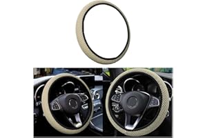 CGEAMDY Couvre Volant Voiture, Housse Volant Voiture en Microfibre de Soie Respirante, 37-38cm, Chaude en Hiver et Fraîche en été, Antidérapante, Inodore, Durables Accessoires Volant Voiture (Beige)