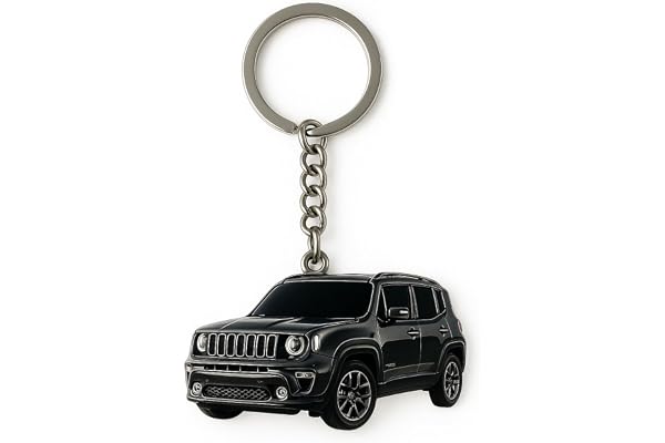 Tech11 Porte-clés de voiture en métal élégant compatible avec Jeep Renegate pour les amateurs et les collectionneurs de voitures