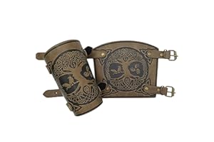 THAJALING Brazales de Cuero Medieval,Tree of Life guantelete Muñequera Ancha brazales Banda para el Brazo Cosplay