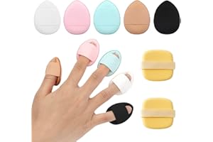 ‎SJBAUTYO 5 Stück Finger Puderquaste,2 Stück Schwämmchen Powder Puff,für Foundation, Concealer, Kosmetik, Foundation, Schwamm, Mineralpuder, Nass-Trocken-Make-up-Werkzeug