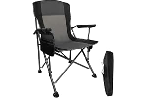 HOUSLUX Silla de camping ultragrande, cómoda, plegable, con respaldo alto y capacidad de carga de 200 kg, ideal para camping, jardín y pesca (color ceniza)