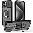 SHINESTAR Tough Armor iPhone 16 Pro Max Bumper Back Case Cover | Ring Holder & Sliding Camera Shield Cover | 360 Degree Protection Back Case Cover for iPhone 16 Pro Max (Black)