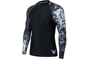 HUGE SPORTS Wildling Series Rash Vest Sun Protection Quick Dry Compression Rash Guard Long Sleeve MMA BJJ