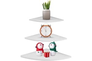 Petyoung 3PCS Corner Wall Shelves White,Floating Corner Shelf Wall-Mounted Storage Rack Bookshelves Home Furniture Office Decor
