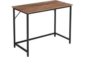 VASAGLE Computer Desk, Small Office Desk and Workstation, Work Desk for Home Office, Study, Bedroom, 50 x 100 x 76 cm, Industrial Style, Metal Frame, Hazelnut Brown and Black LWD041B03