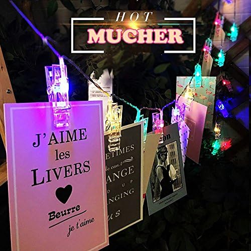 MUCHER LED Photo Clip String Lights 2.5M Fairy Light 20 Photo Clips, Perfect for Hanging Photos, Pictures, Notes, Paintings Card and Memos - Battery Powered
