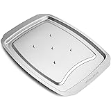 Andrew James Stainless Steel Spiked Meat And Poultry Carving Tray With Safety Guards And Lipped Rim
