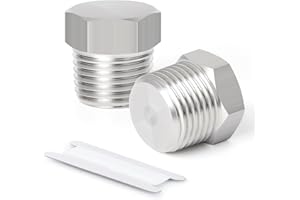 TAISHER 2 Pcs Stainless Steel Outer Hex Thread Socket Pipe Plug Fitting 1" BSP Male, for Water Oill Air Gas