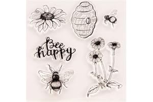 ‎ECMQS Fröhliche Biene Blume DIY Transparente Briefmarke, Silikon Stempel Set, Clear Stamps, Schneiden Schablonen, Bastelei Scrapbooking-Werkzeug