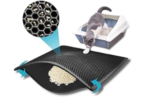 KAXIONAGE Easy Clean Cat Litter Mat: Small Cat Litter Box Mat for Floor, Plastic Cat Litter Trapping Mat (15 * 24in, Black)