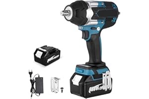OAMGER 1800N.M Clé à Chocs Sans Fil,1/2 Pouce Boulonneuse a Choc, Compatible avec Makita 18V,Clé à Chocs Multifonction avec Lumière LED,avec 1 batterie, 7200 tr/min,5 vitesses,pour voiture et maison (Bleu)