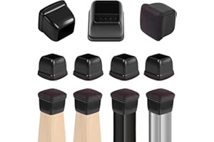 RCHYFEED 24 Protectores de Piso de Silla Mejorados de Silicona Negra,14-36mm Tapas Copas para Patas de Muebles con Almohadillas de Fieltro para Proteger Suelos de Madera Dura de Arañazos, Cuadrado