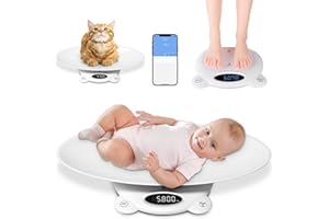 FitTrack Pèse-bébé Détachable pour Bébé et Maman, Bluetooth Pèse-bébé évolutif avec Fonction Tare et écran LCD, Capacité 20 kg pour Bébé, 120 kg pour Maman