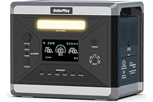 SolarPlay Generateur Electrique Portable, 2160 Wh Batterie LiFeP04, 2400w(crête 4800 w)1.5h Charge Complète Pour Camping, Rv& Alimentation électrique De Secours à Domicile(Panneaux Solaires En Option)